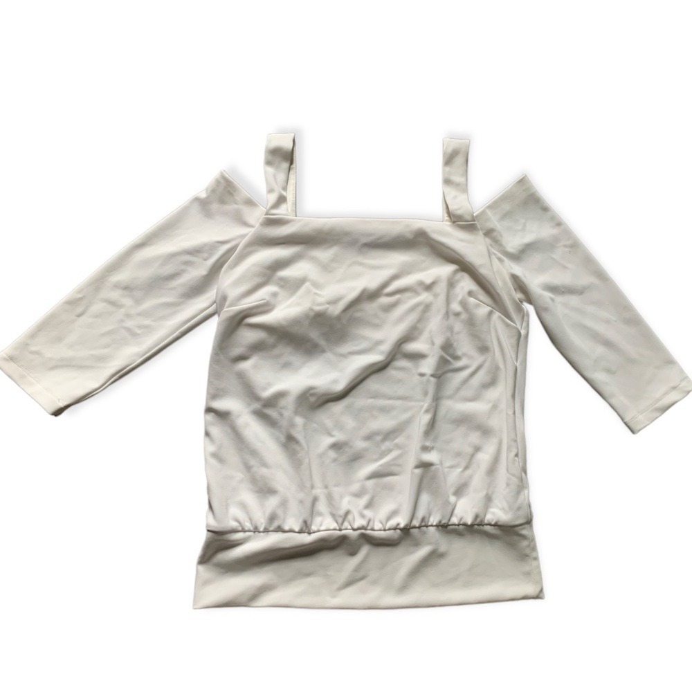 Boston Proper White Cutout Shoulder Blouse M
